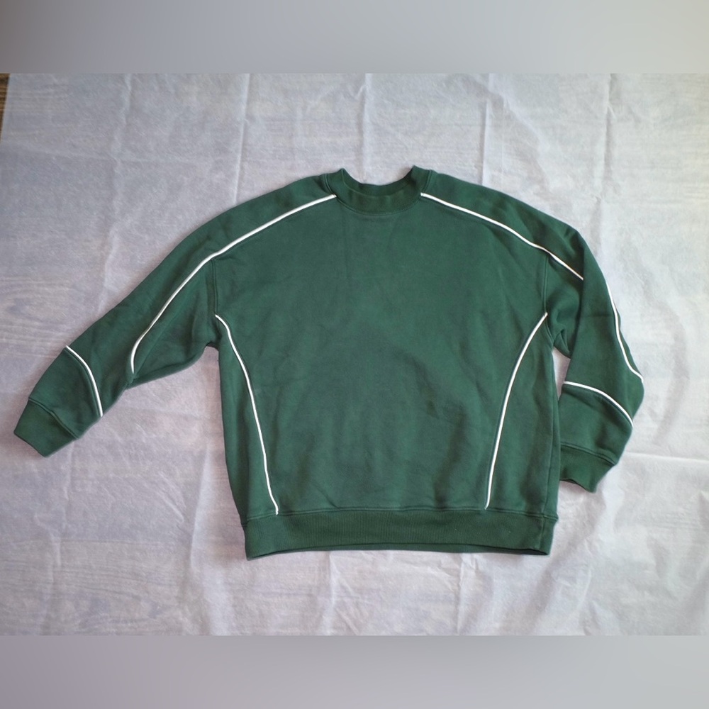 Hollister Green Crewneck Sweater with White Trim